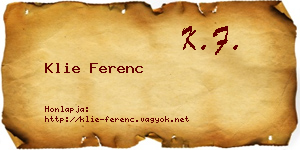 Klie Ferenc névjegykártya